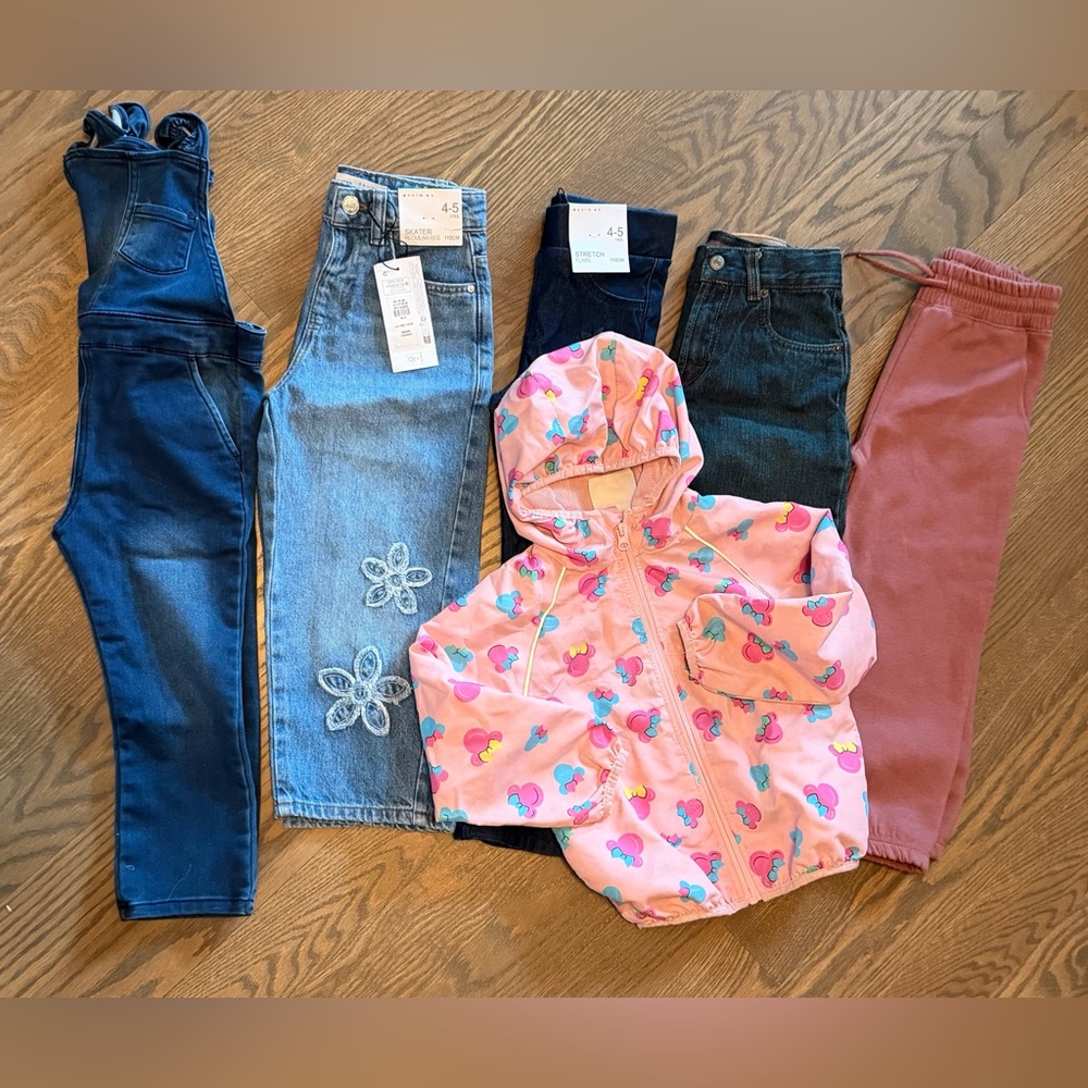 Girls' 4/5 Clothing Bundle with Pink Jacket and Jeans
